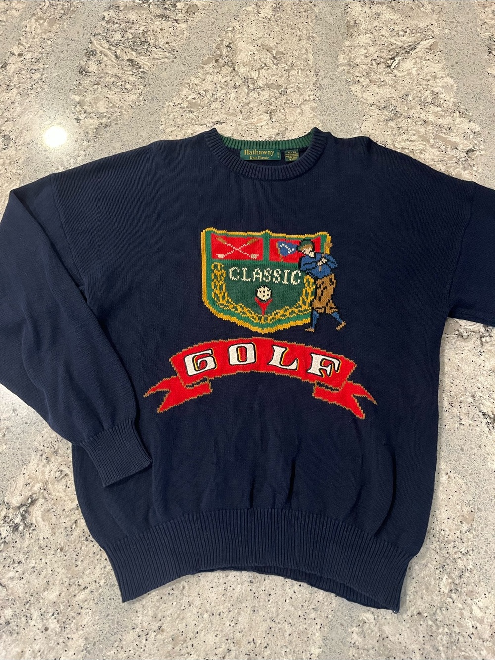 Vintage 90s Hathaway Navy Golf Knit Sweater